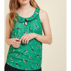 Modcloth M Just as Imagined Sleeveless Top Birds